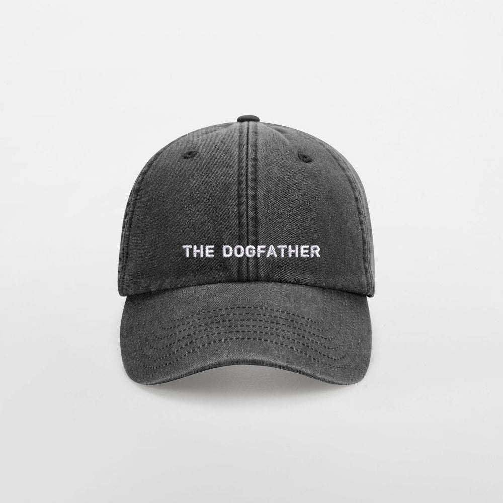 Personalisierte Vintage Anthracite Basecap "The Dogfather"