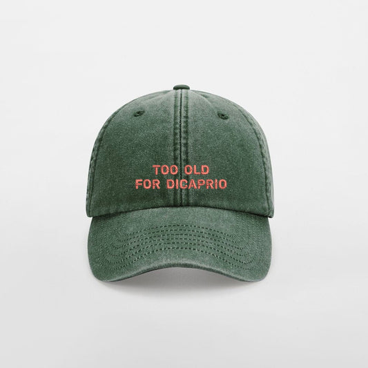 Personalisierte Vintage Forest Green Basecap "Too Old For DiCaprio"