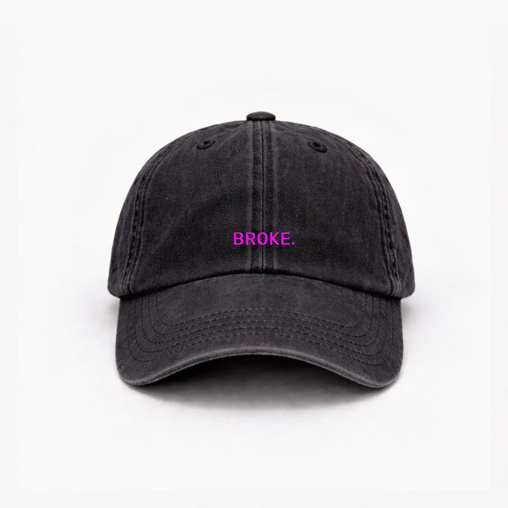 Personalized Vintage Black Cap "Broke"