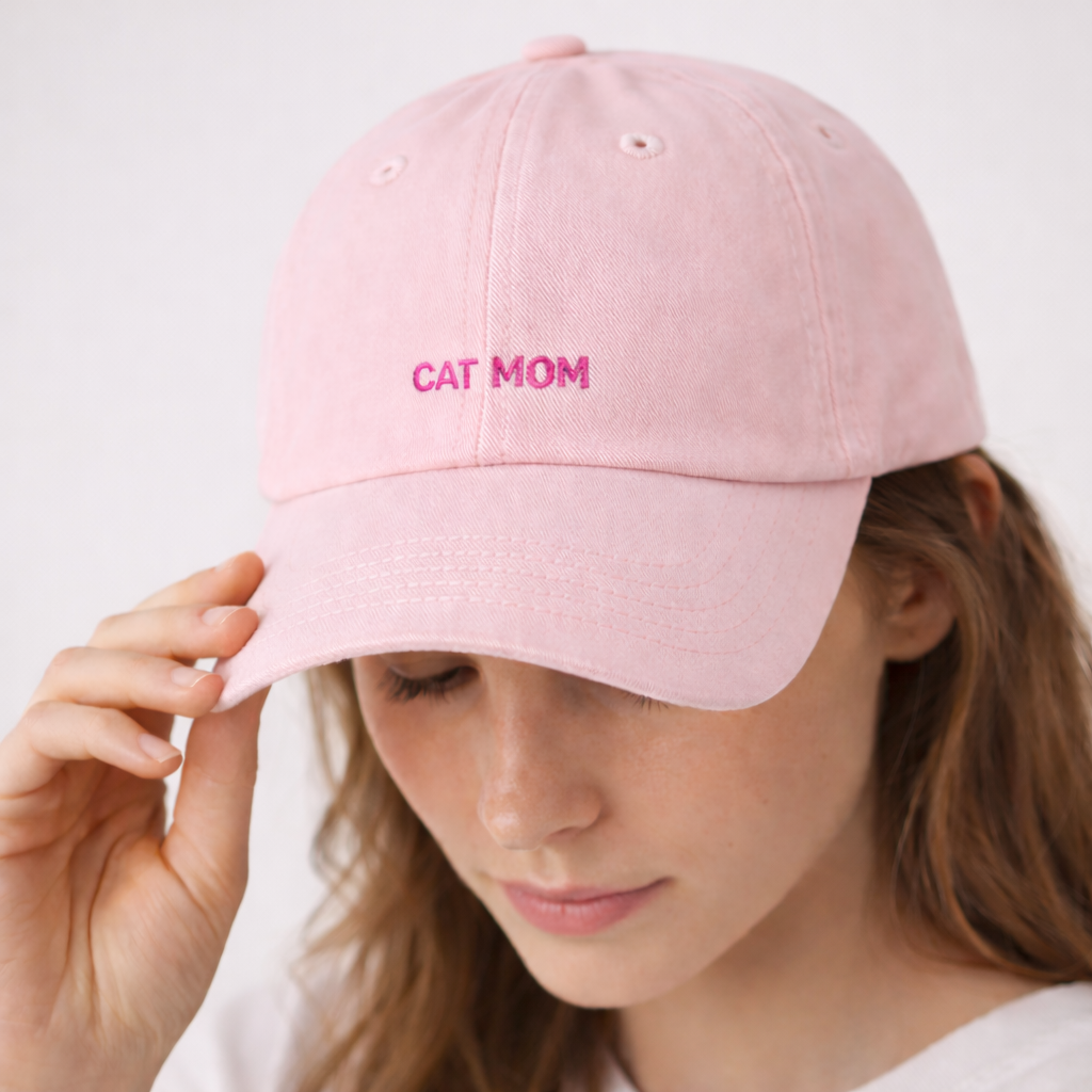 Personalisierte Light Pink Cap "Cat Mom" HELLO TURCO