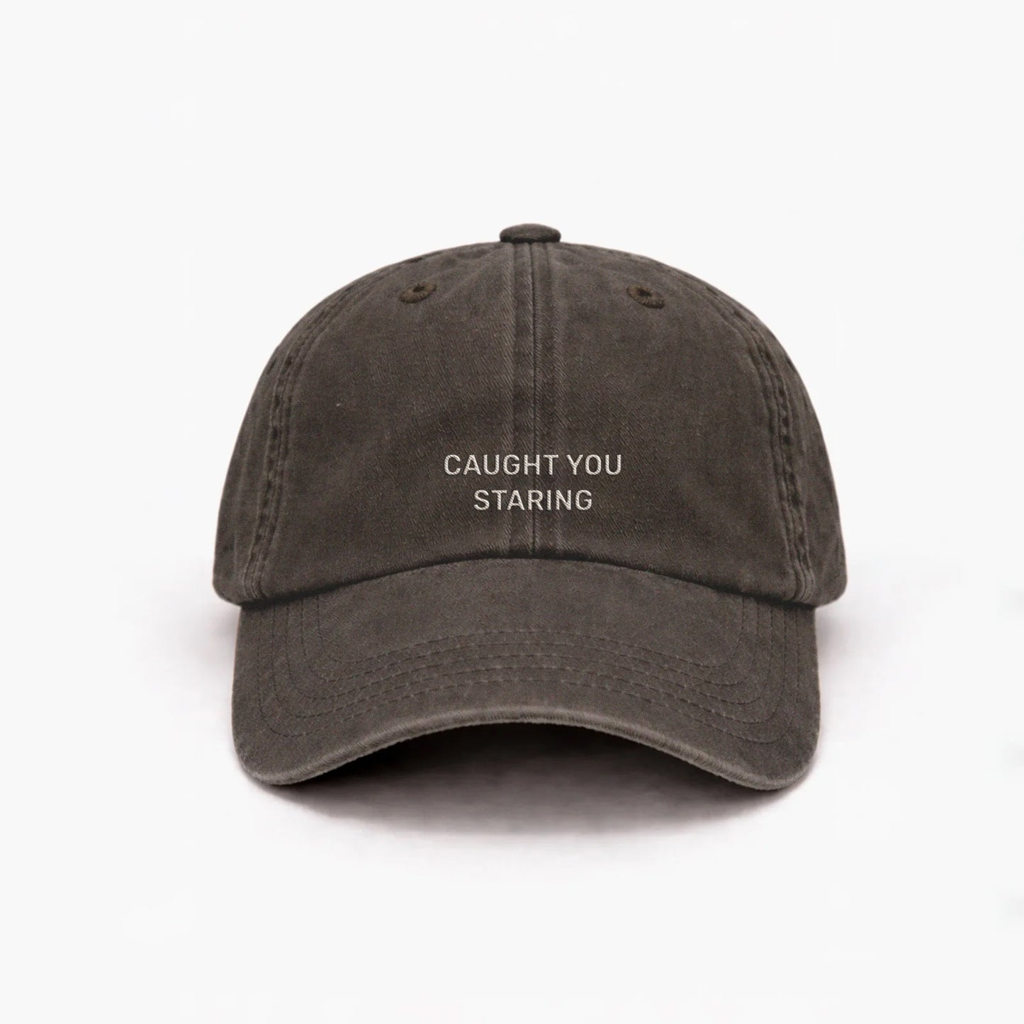 Personalized  Vintage Brown Cap "Caught You Staring"