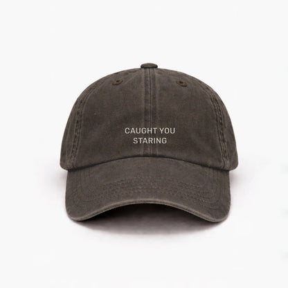 Personalized  Vintage Brown Cap "Caught You Staring"