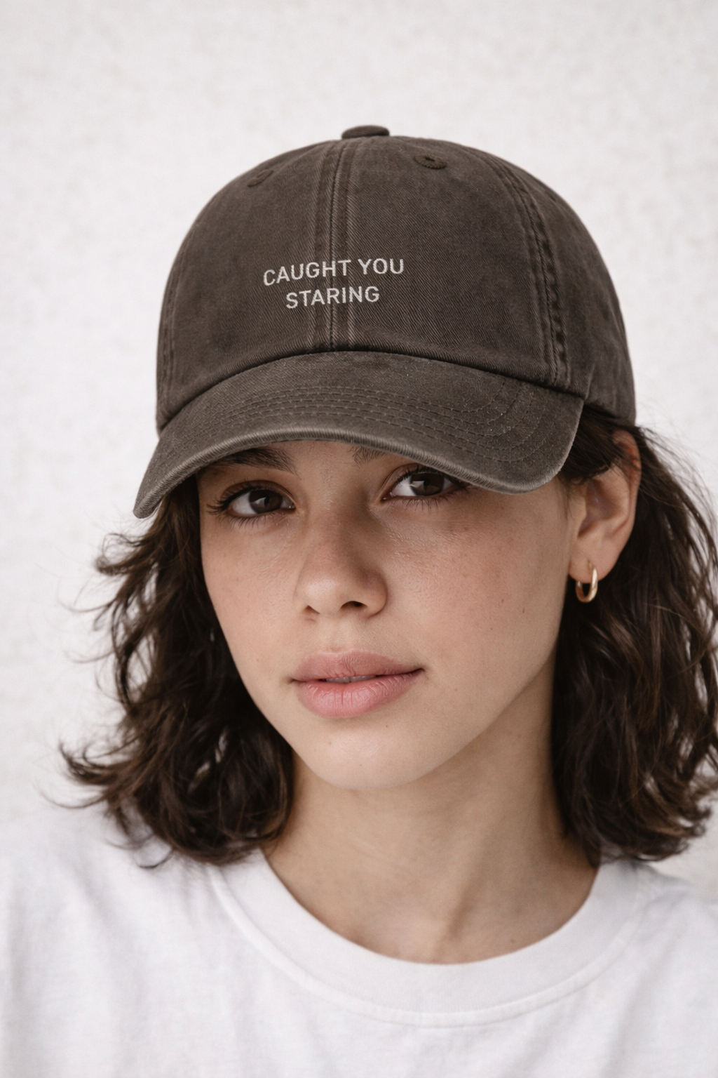 Personalisierte Vintage Brown Cap "Caught You Staring" HELLO TURCO