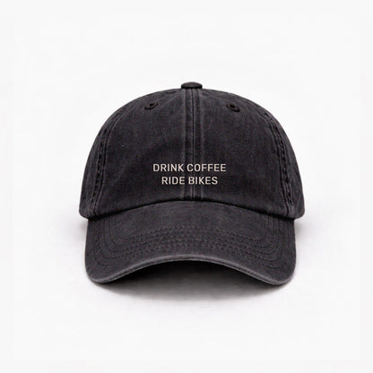 Personalisierte Vintage Black Cap "Drink Coffee Ride Bikes" HELLO TURCO