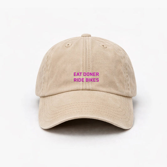 Personalized Vintage Beige Cap "Eat Doner Ride Bikes"