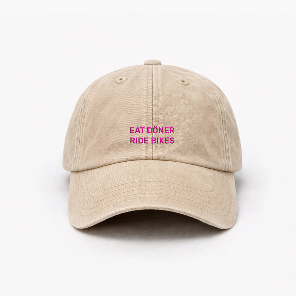 Personalized Vintage Beige Cap "Eat Döner Ride Bikes"