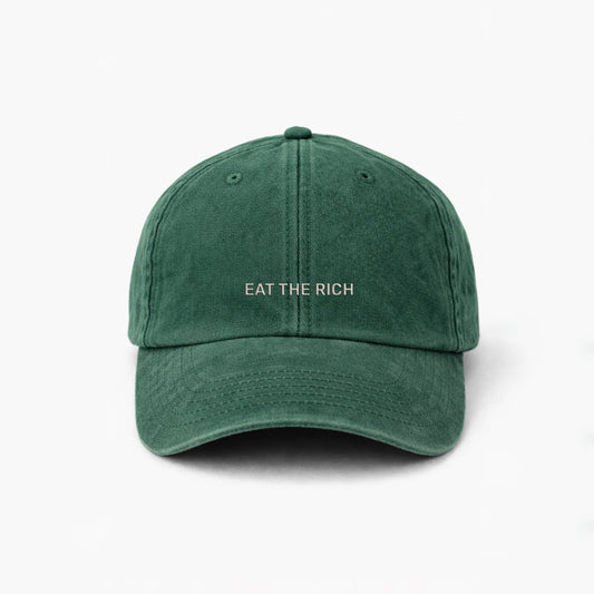 Personalisierte Vintage Forest Green Cap "Eat The Rich" HELLO TURCO