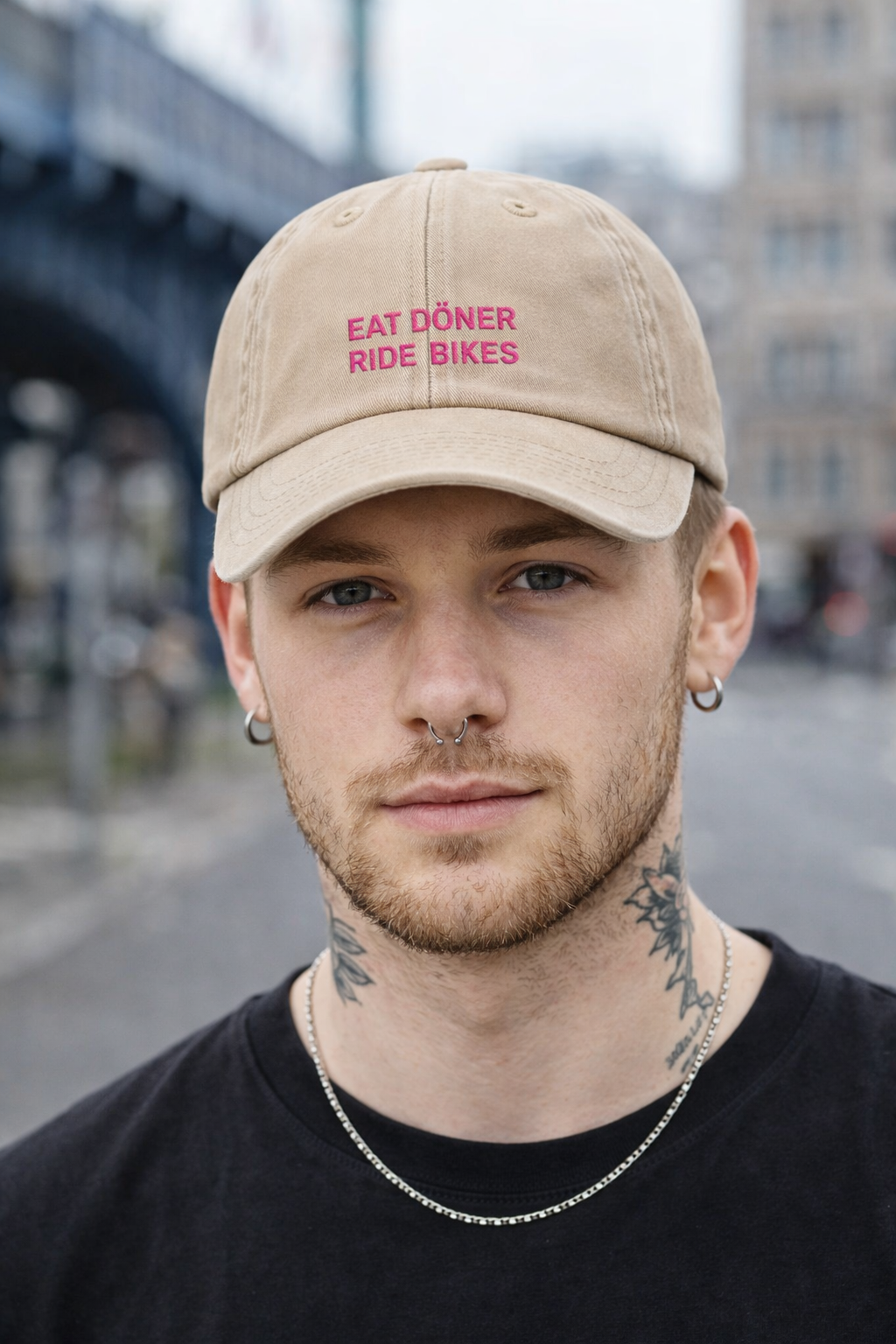 Personalisierte Vintage Beige Cap "Eat Döner Ride Bikes" HELLO TURCO