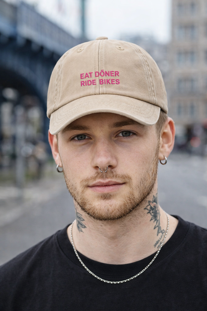 Personalisierte Vintage Beige Cap "Eat Döner Ride Bikes" HELLO TURCO