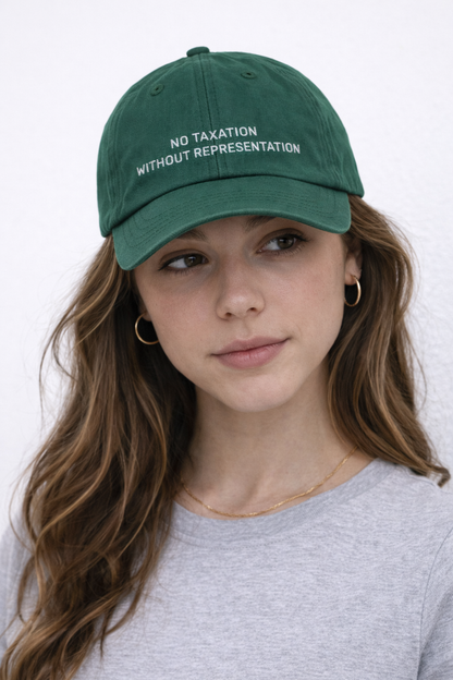 Personalisierte Green Cap "No Taxation Without Representation" HELLO TURCO