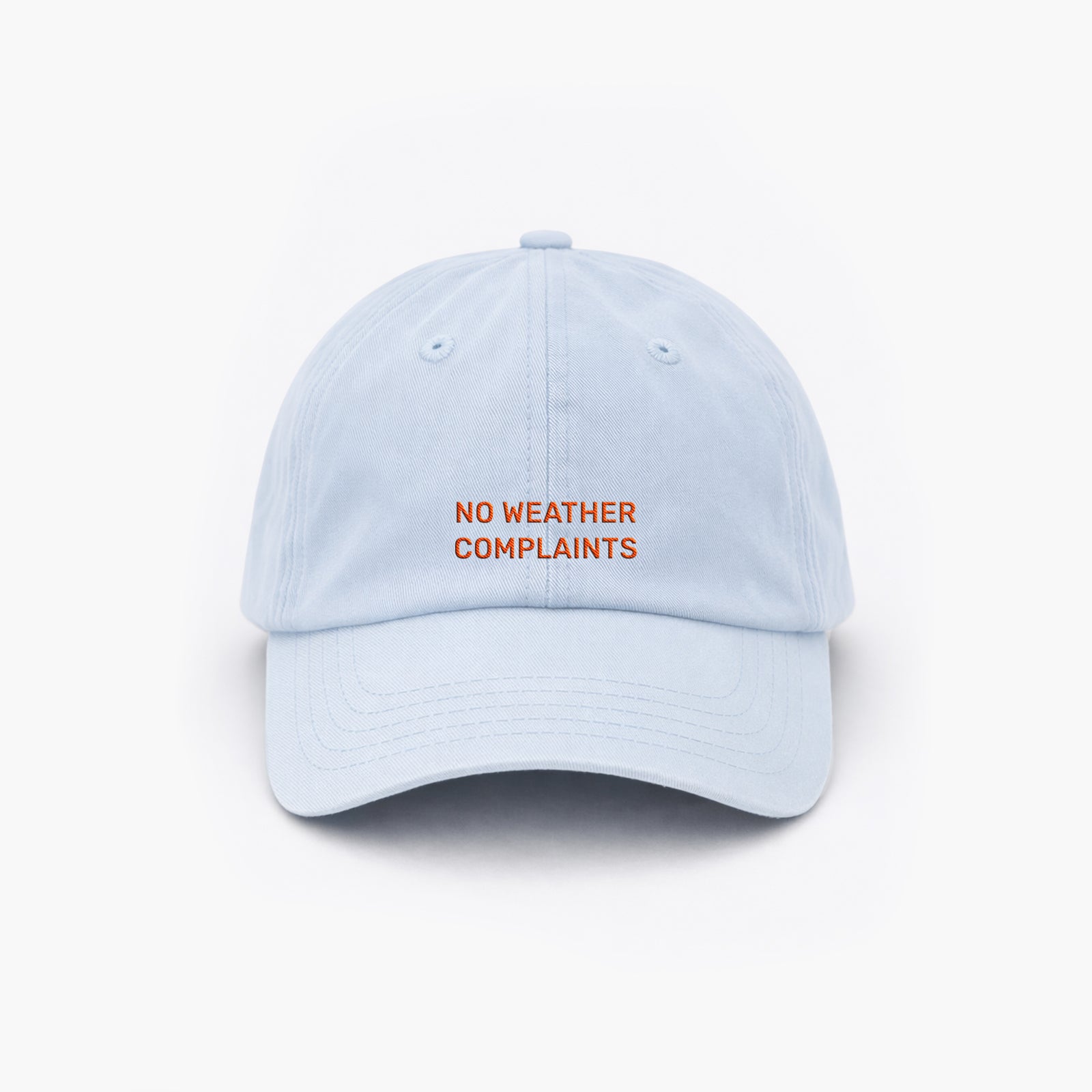 Personalisierte Light Blue Cap "No Weather Complaints" HELLO TURCO