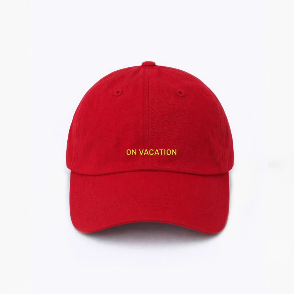Personalized Red Cap "On Vacation"