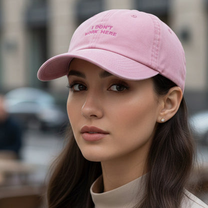 Personalisierte Vintage Dusky Rose Basecap "I Don't Work Here"