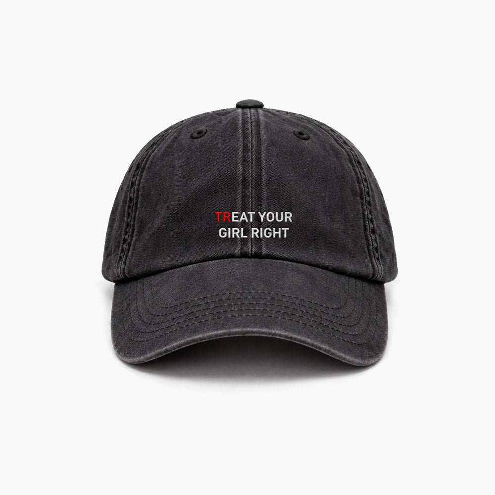 Personalisierte Vintage Black Cap "Treat Your Girl Right"