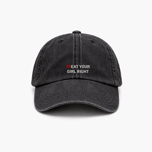 Personalisierte Vintage Black Cap "Treat Your Girl Right" HELLO TURCO