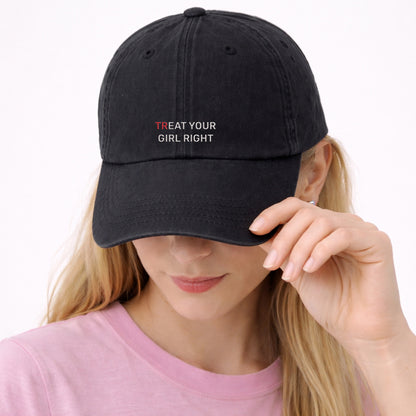 Personalisierte Vintage Black Cap "Treat Your Girl Right" HELLO TURCO
