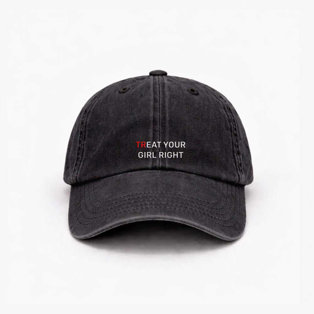Personalisierte Vintage Black Cap "Treat Your Girl Right"