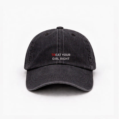 Personalisierte Vintage Black Cap "Treat Your Girl Right" HELLO TURCO