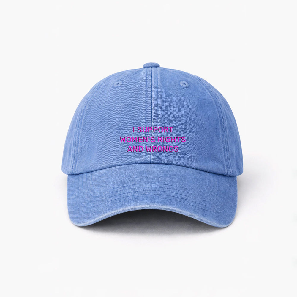 Personalized Vintage Light Blue Cap "I Support Women's Rights And Wrongs"